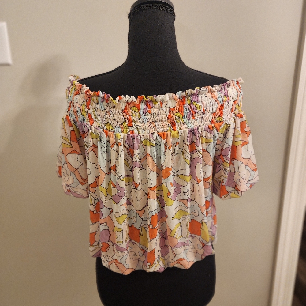 Free people floral off-shoulder top, size small - Picture 5 of 7